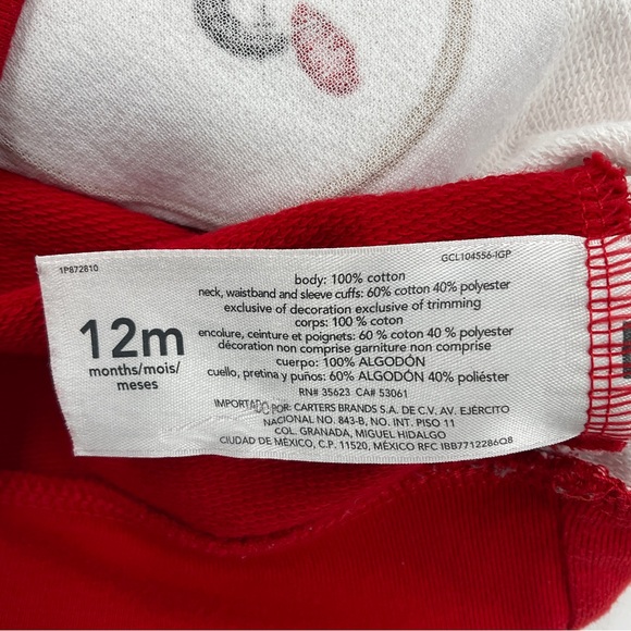 Carter’s Christmas Santa Long Sleeve Tee Shirt Baby 12 Months - Picture 4 of 4